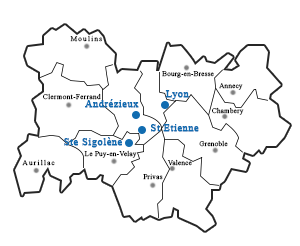 Localisation de nos bureaux AXENS dans la région Rhône-Alpes