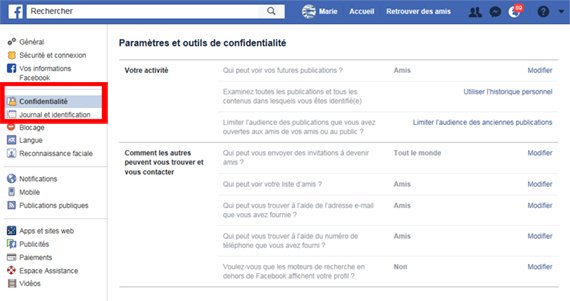 se protéger sur facebook